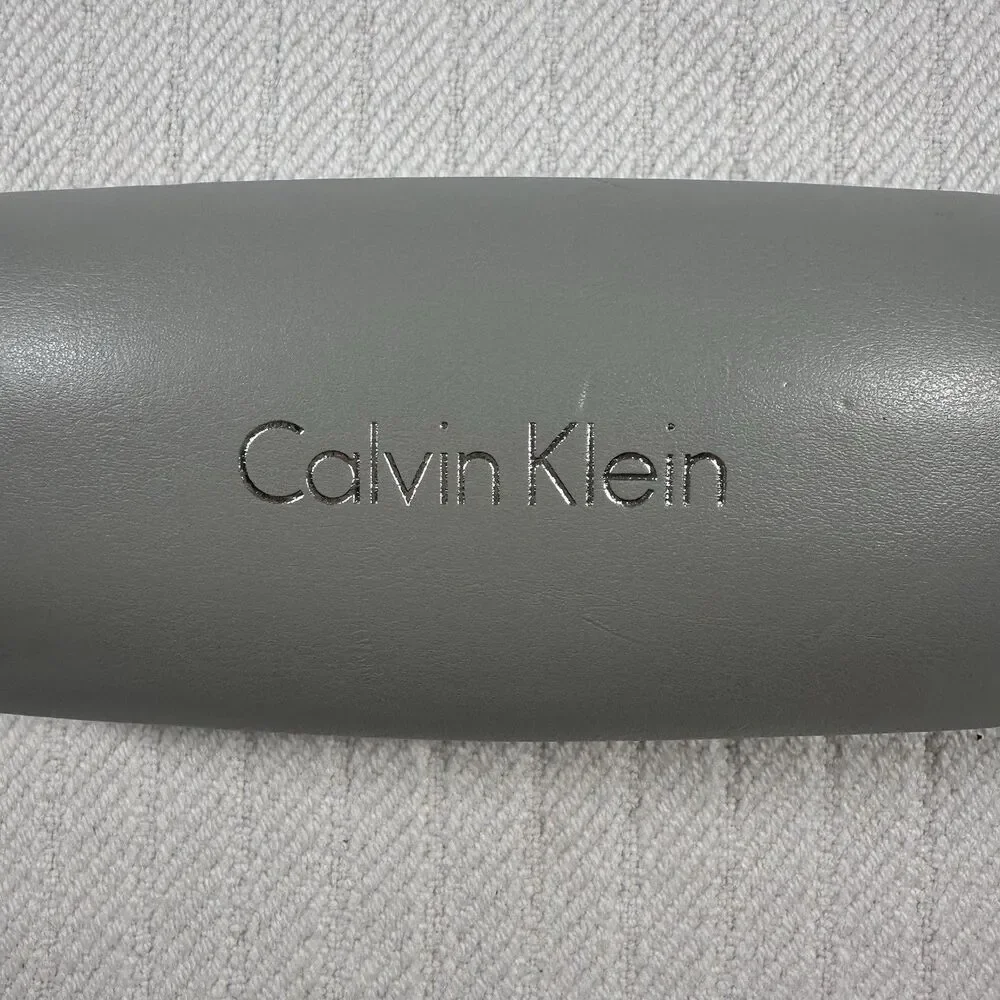Calvin Klein Eyeglass & Sunglass Hard Case Gray Silver Clam Shell